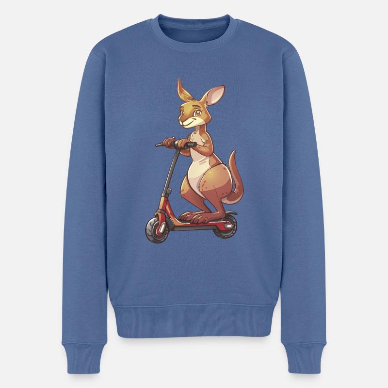 Känguru Roller - Männer Premium Bio Pullover - Taubenblau