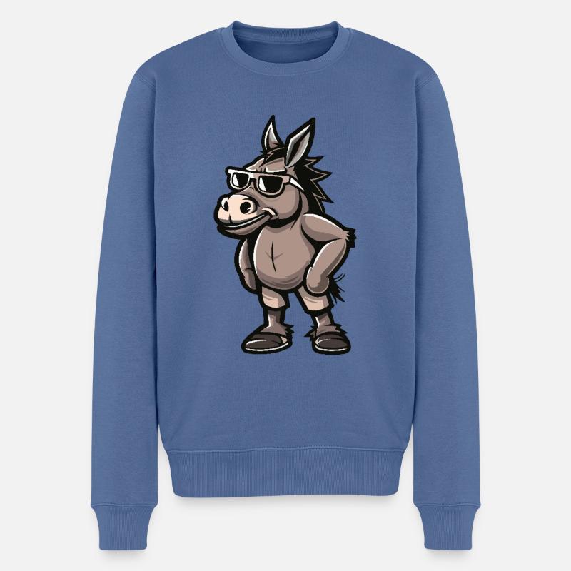 Âne Cool Bande Dessinée - Pull Premium bio Homme - bleu pigeon