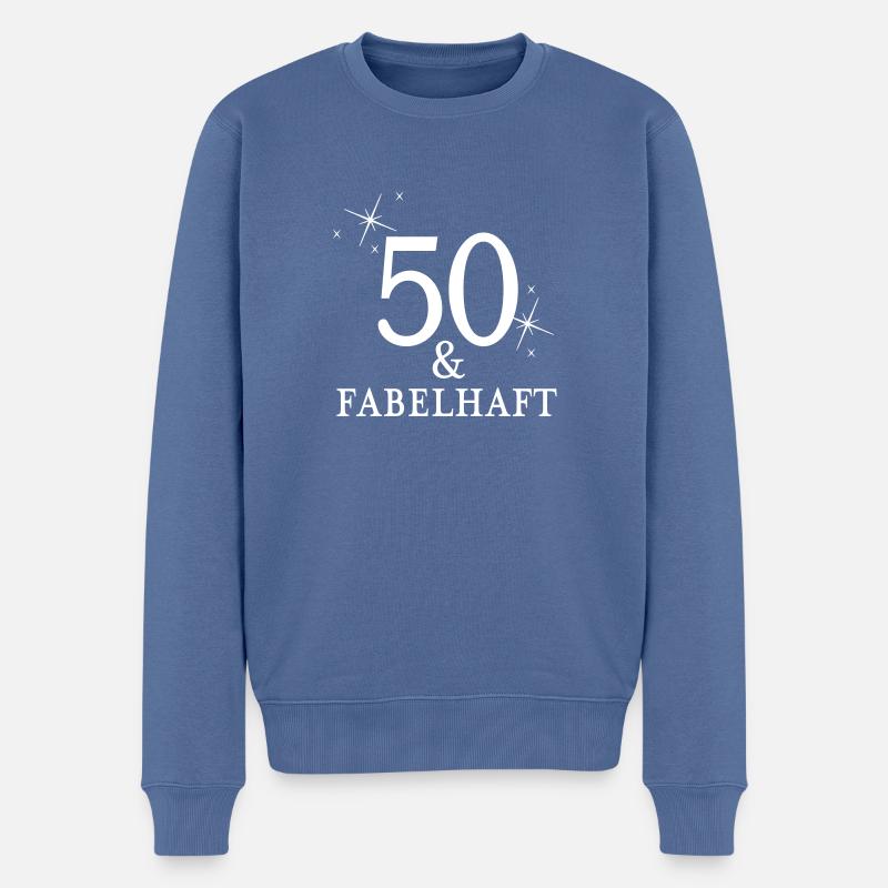 50 und fabelhaft - Männer Premium Bio Pullover - Taubenblau
