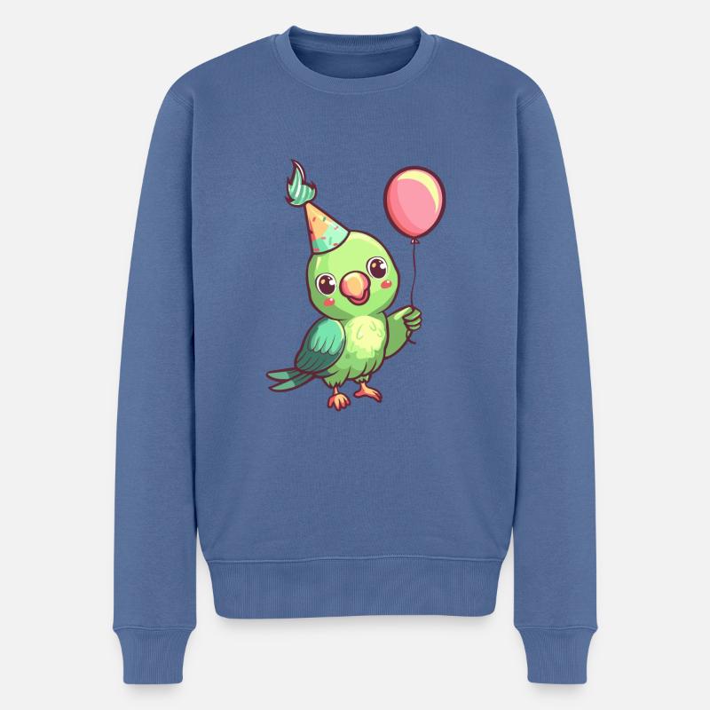 Bande dessinée d’anniversaire de perroquet - Pull Premium bio Homme - bleu pigeon