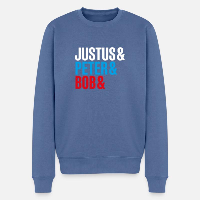 Die Drei ??? Justus&Peter&Bob&DEIN NAME - Männer Premium Bio Pullover - Taubenblau