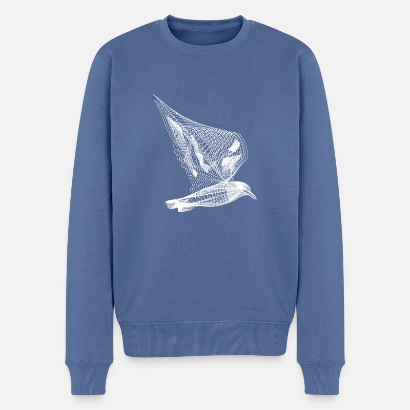 Vogel Line Art - Männer Premium Bio Pullover - Taubenblau