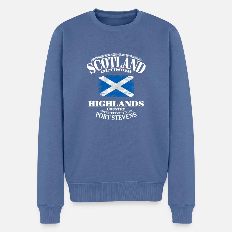 Highlands - Scotland Vintage Flag - Männer Premium Bio Pullover - Taubenblau