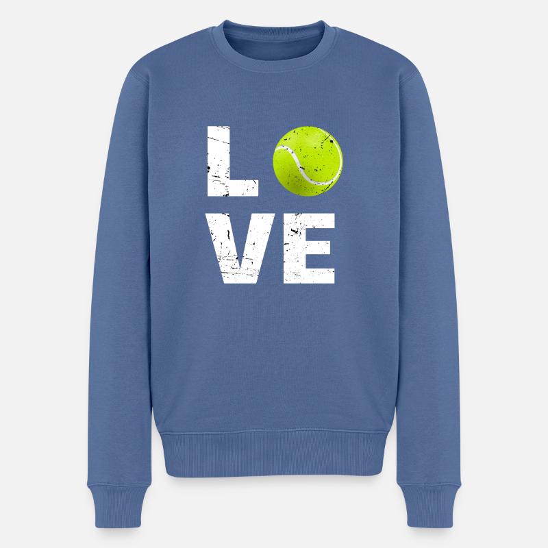 Tennis Liebe - Männer Premium Bio Pullover - Taubenblau