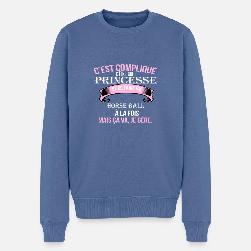 Horse ball - Pull Premium bio Homme - bleu pigeon
