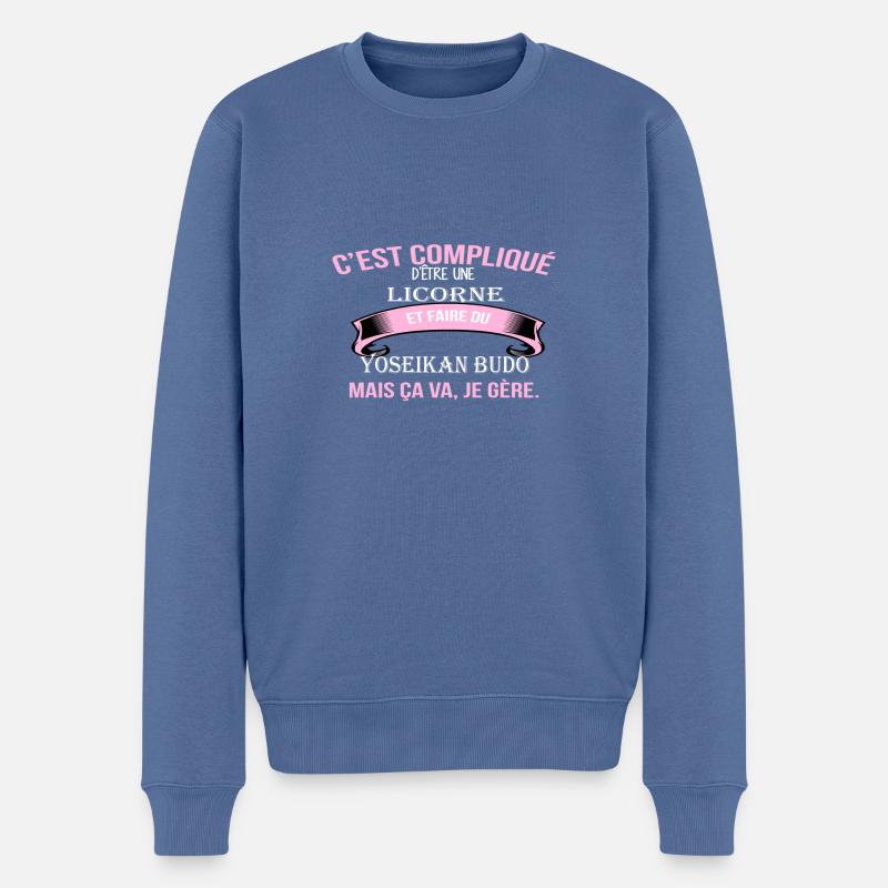 Yoseikan budo - Pull Premium bio Homme - bleu pigeon
