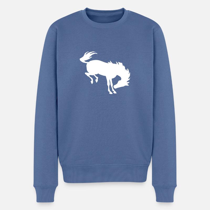 Bockendes Pferd - Männer Premium Bio Pullover - Taubenblau