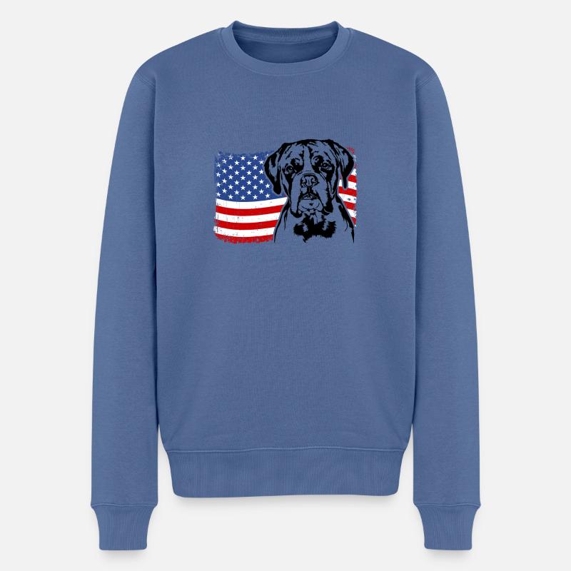 Boxer US Amerika Fahne Hunde Hund Wilsigns - Männer Premium Bio Pullover - Taubenblau