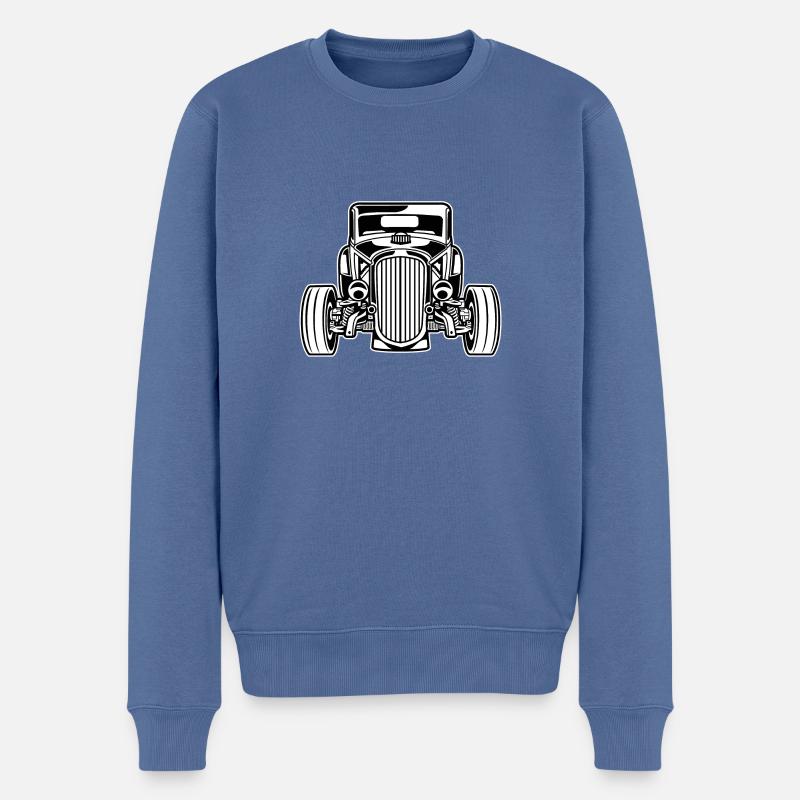 Hot Rod / Rat Rod 07_schwarz weiß - Männer Premium Bio Pullover - Taubenblau