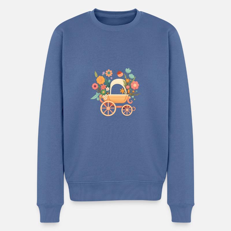 Blumiger Kinderwagen 4 - Männer Premium Bio Pullover - Taubenblau