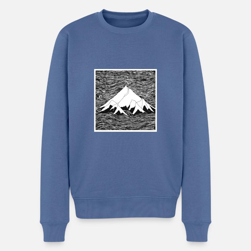 Strichzeichnung einer Bergkette - Männer Premium Bio Pullover - Taubenblau