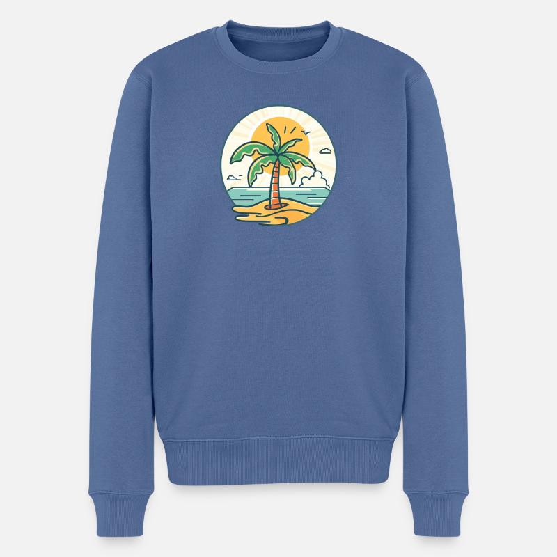 Sonneninsel Palmenzauber - Männer Premium Bio Pullover - Taubenblau