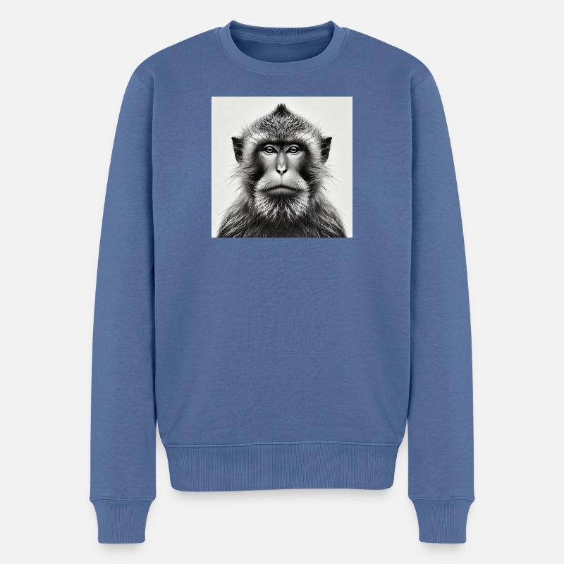Singe en niveaux de gris - Pull Premium bio Homme - bleu pigeon