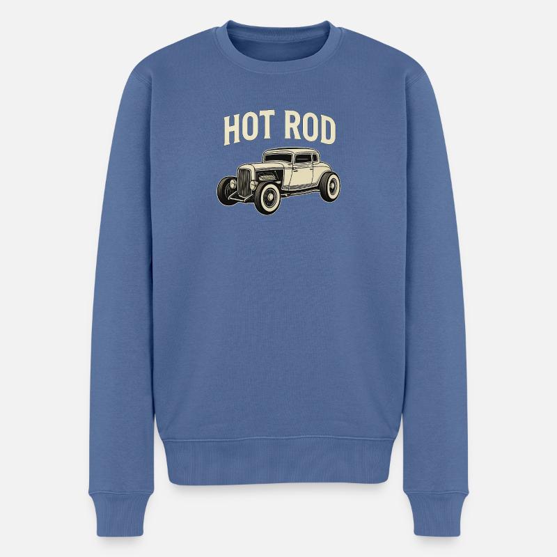 Hot Rod Oldtimer - Männer Premium Bio Pullover - Taubenblau