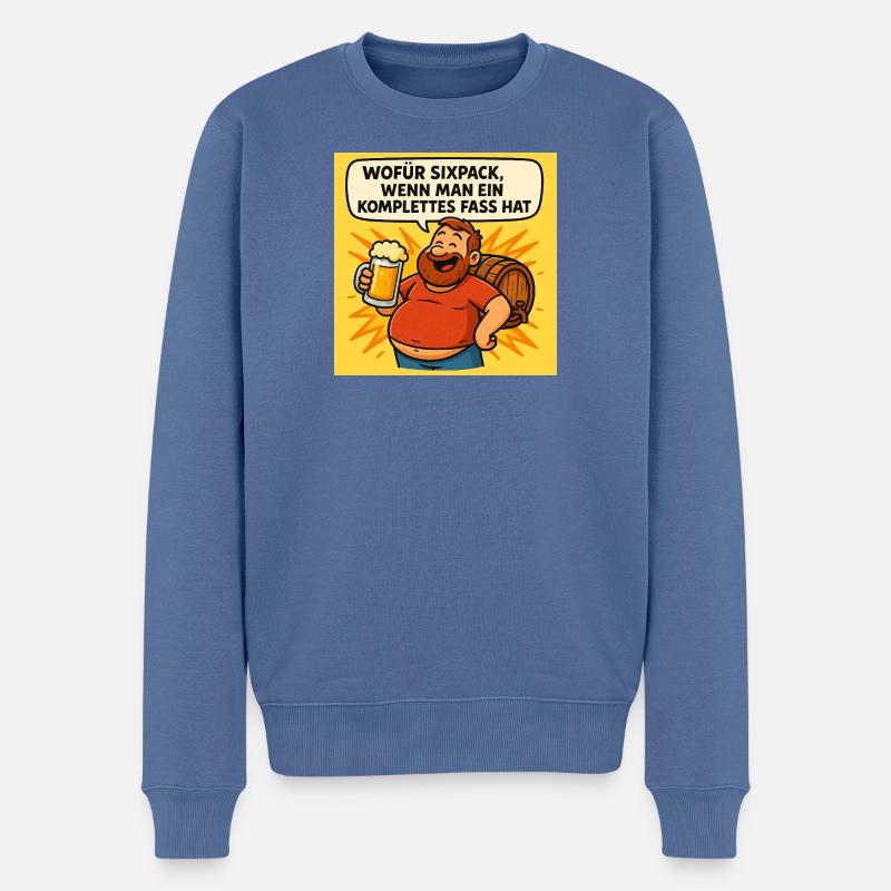 Six Pack oder Fass - Männer Premium Bio Pullover - Taubenblau