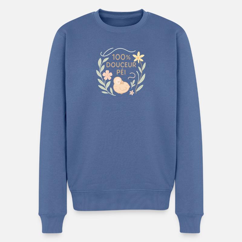 " 100% douceur péï " bébé et accessoires - Pull Premium bio Homme - bleu pigeon
