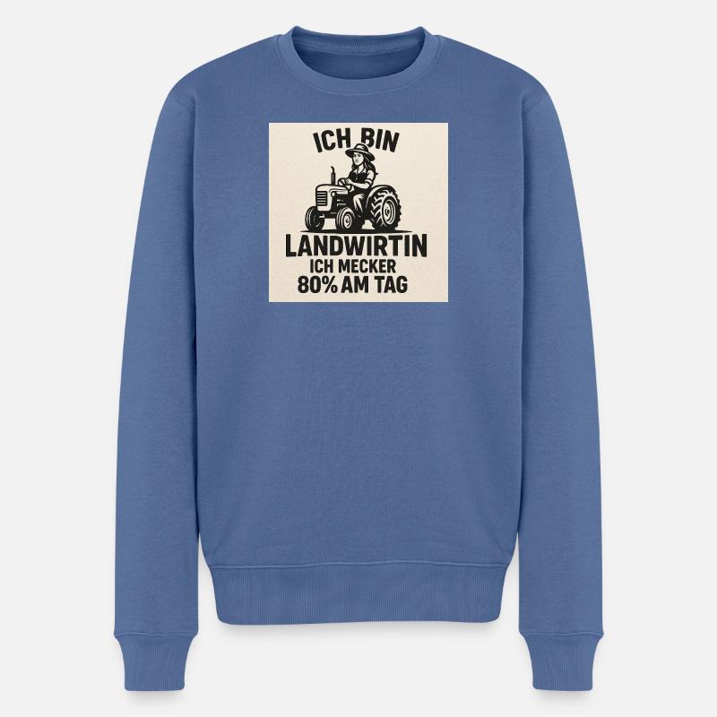 IchBinLandwirtin Traktorwitz - Männer Premium Bio Pullover - Taubenblau