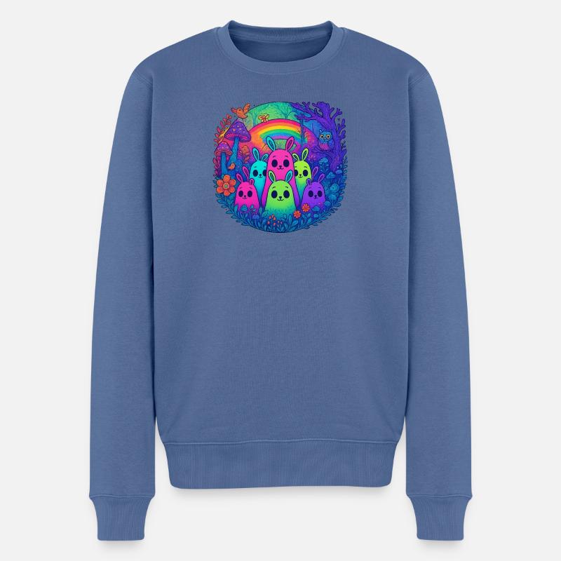 Neon Monster Freunde - Männer Premium Bio Pullover - Taubenblau