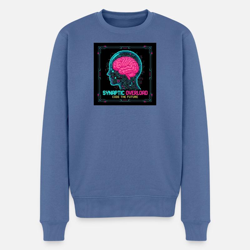 Synaptic Overload Neon Brain - Männer Premium Bio Pullover - Taubenblau