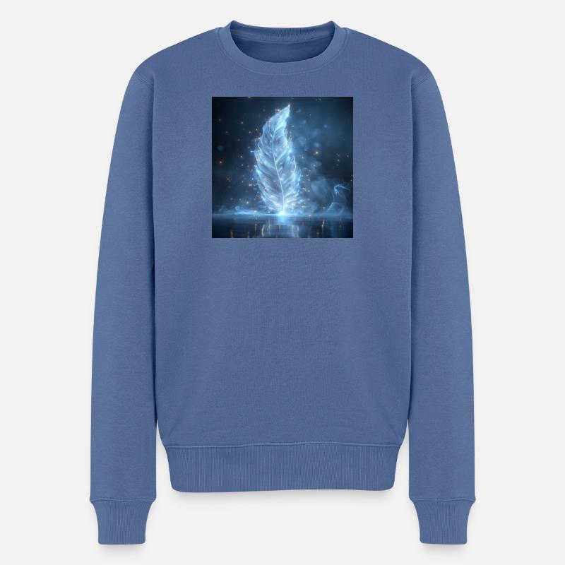 Ätherische Feder leuchtend – Symbol des Lichts - Männer Premium Bio Pullover - Taubenblau