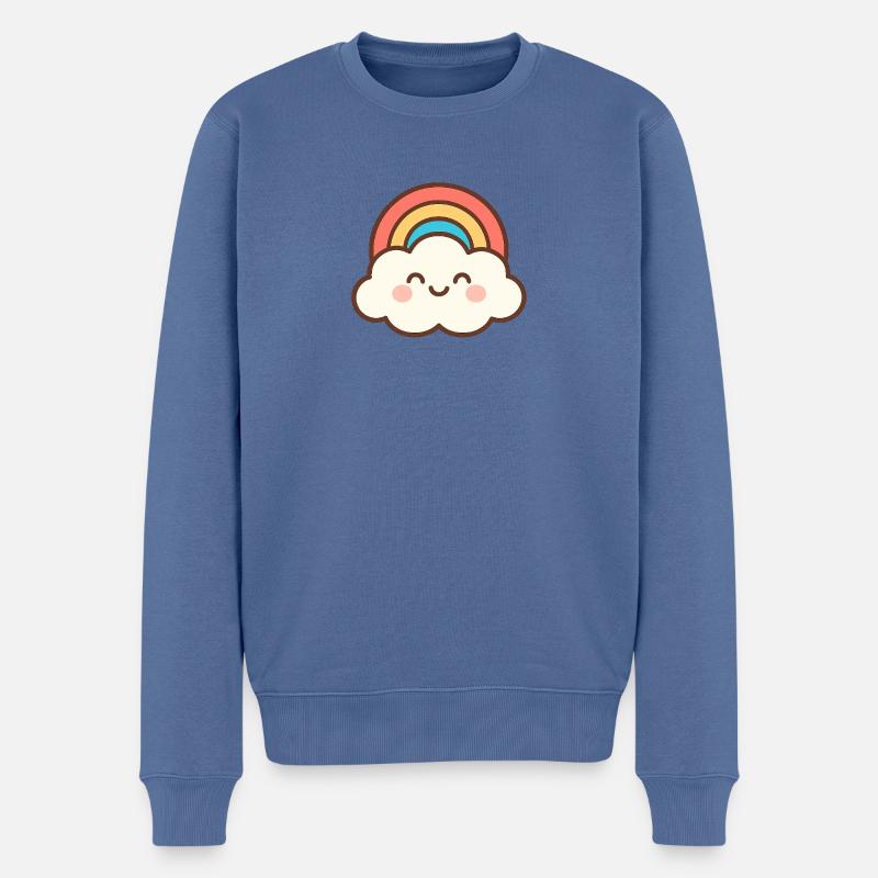 Cloud Smile Regenbogen - Männer Premium Bio Pullover - Taubenblau
