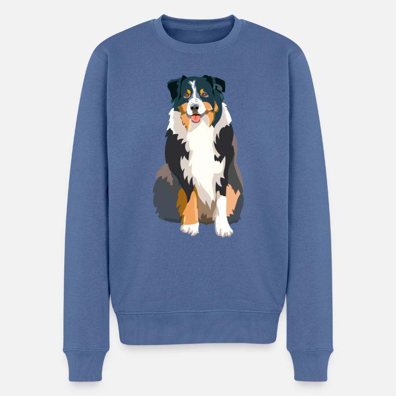 Australischer Schäferhund - Männer Premium Bio Pullover - Taubenblau