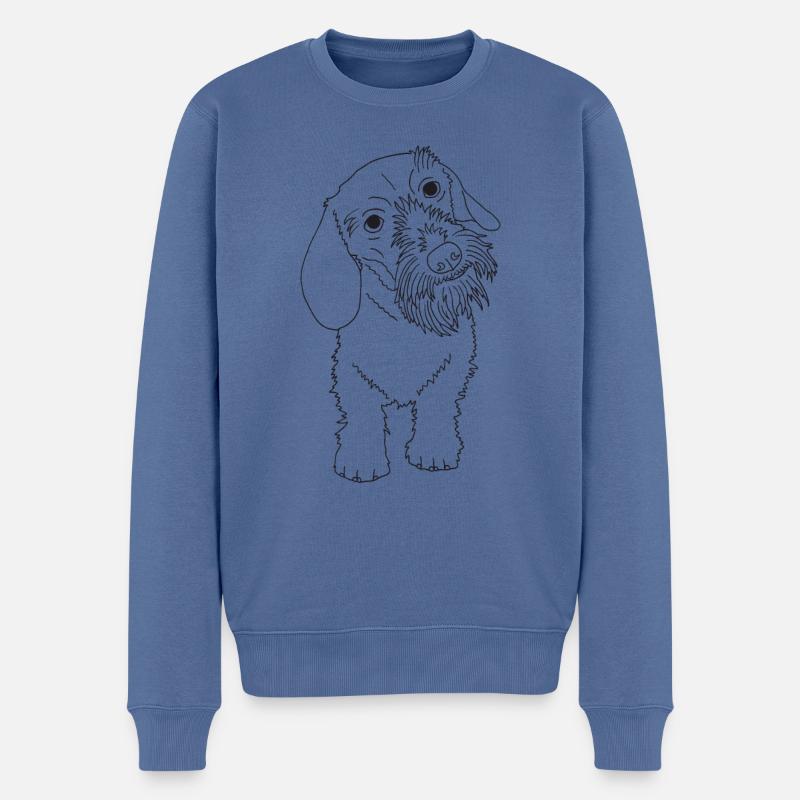 Rauhaardackel - Männer Premium Bio Pullover - Taubenblau