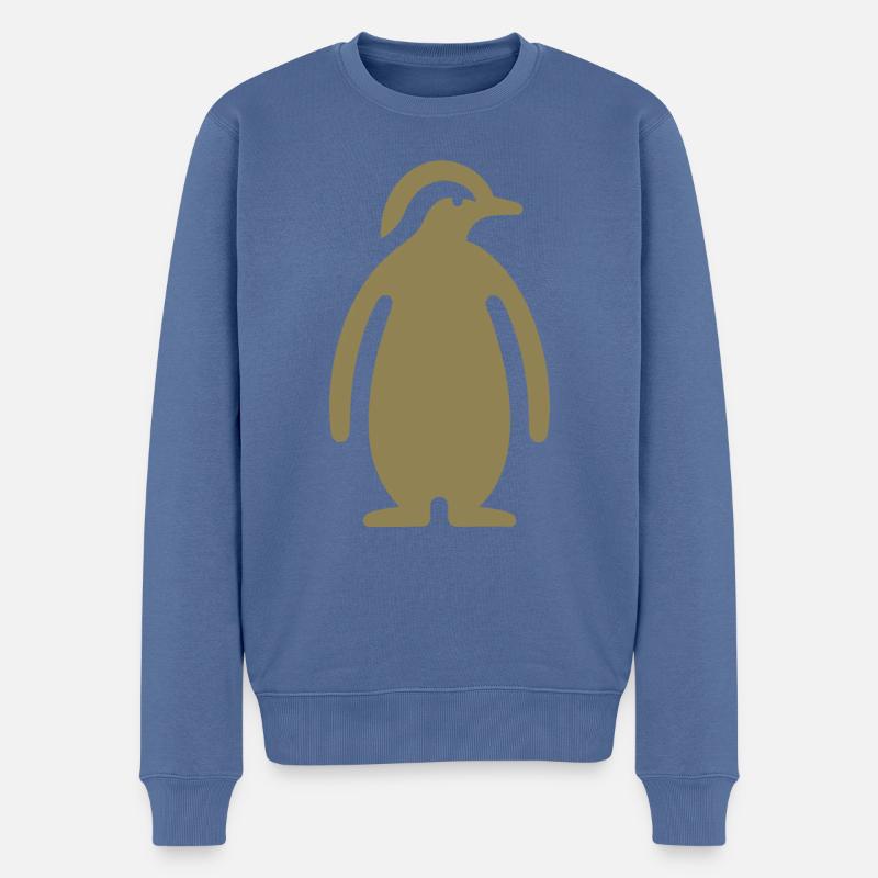 Pinguin Silhouette Elegantes Design - Männer Premium Bio Pullover - Taubenblau