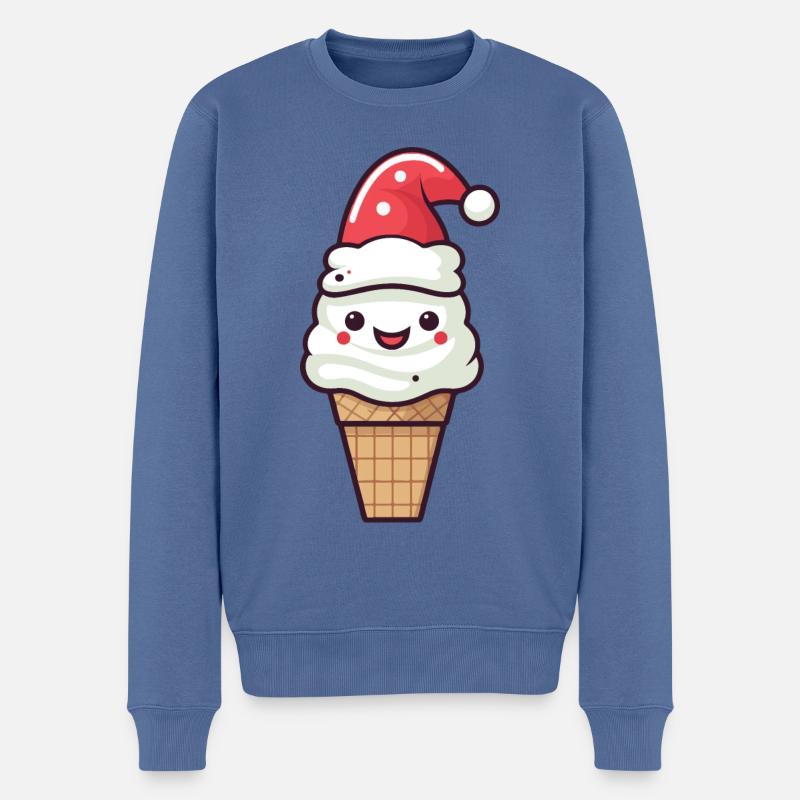 Crème glacée Noël Delicious - Pull Premium bio Homme - bleu pigeon