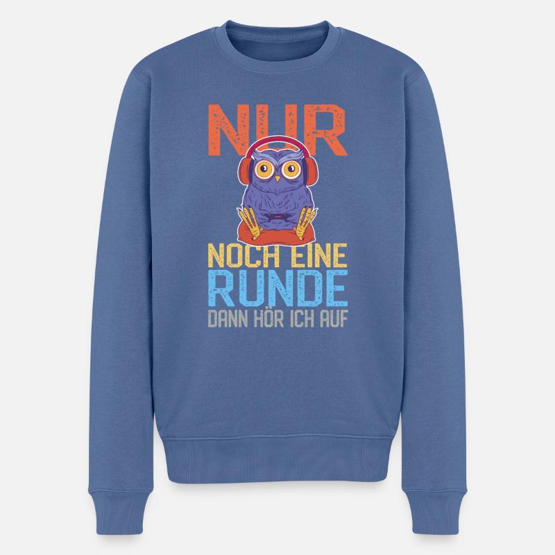 Lustige Gaming Eule - Streaming Computerspiele - Männer Premium Bio Pullover - Taubenblau