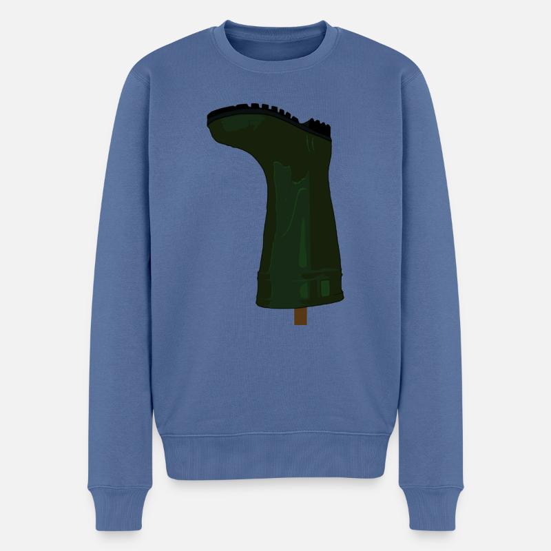 Gummistiefel am Zaunpfahl ist stiller Protest - Männer Premium Bio Pullover - Taubenblau