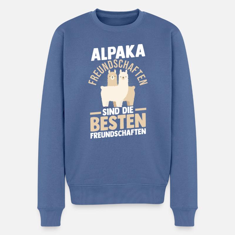 Alpaka - Männer Premium Bio Pullover - Taubenblau