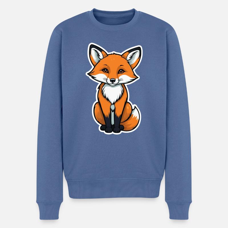 Illustration de renard - Pull Premium bio Homme - bleu pigeon