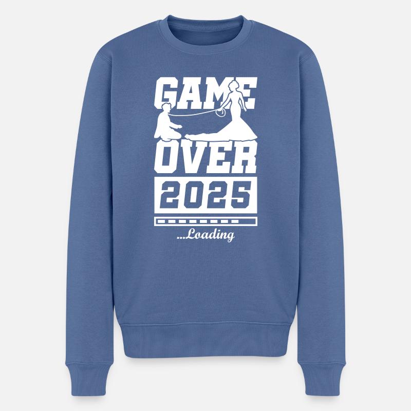 Wedding Loading 2025 Game Over - Pull Premium bio Homme - bleu pigeon