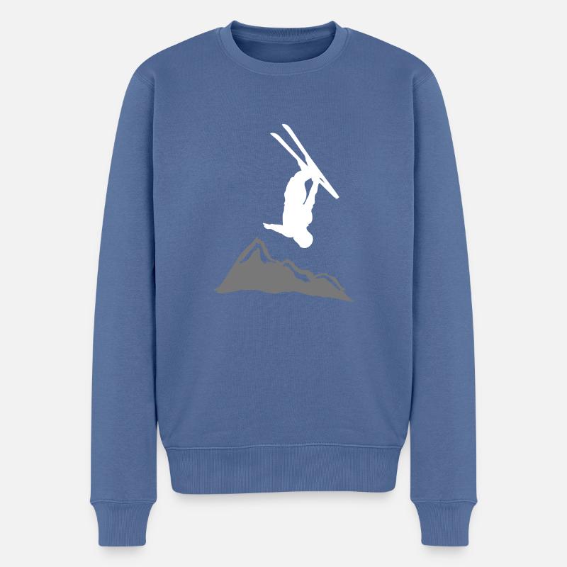 freefall_mountain - Männer Premium Bio Pullover - Taubenblau