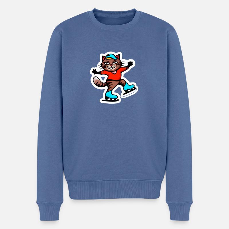 Patinage de chat - Pull Premium bio Homme - bleu pigeon