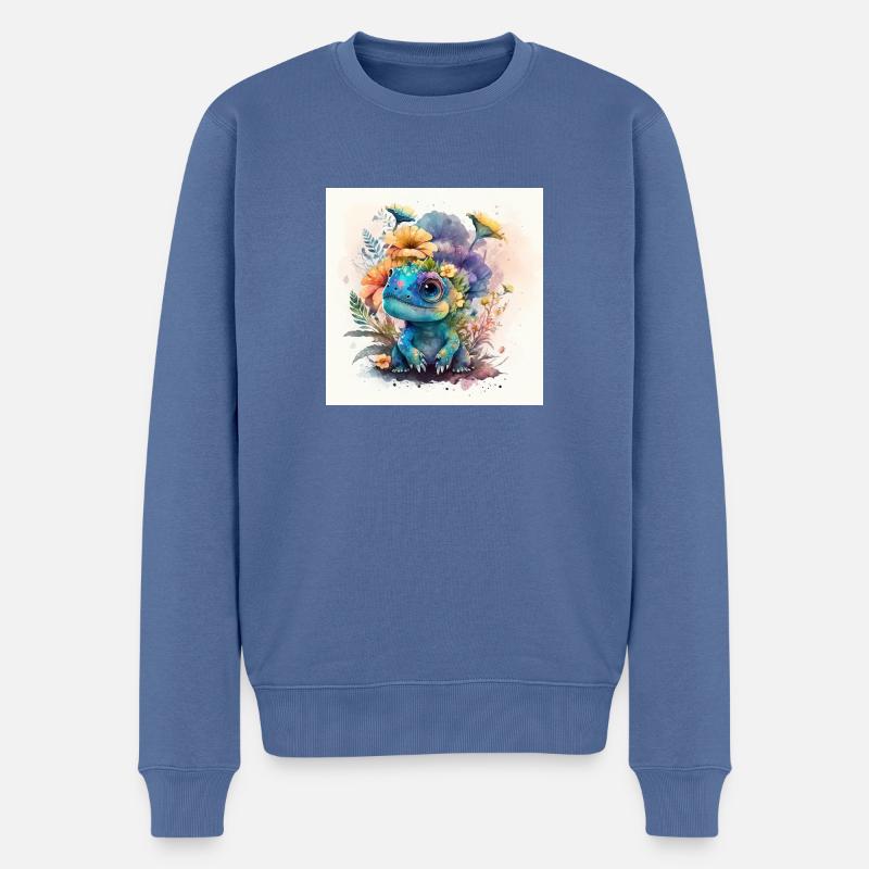 Dino Design - Männer Premium Bio Pullover - Taubenblau