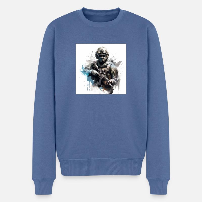 COD jeu art shooter - Pull Premium bio Homme - bleu pigeon