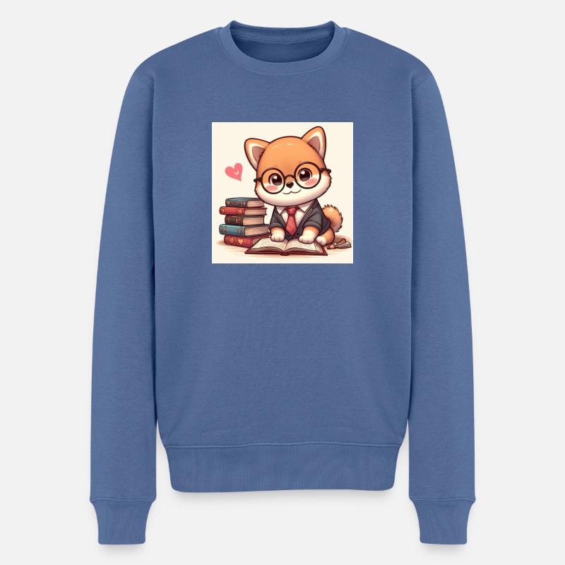 Shiba Inu Eleganz - Männer Premium Bio Pullover - Taubenblau