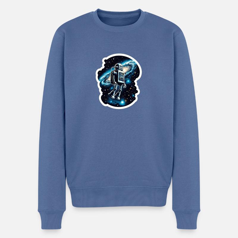 Weltraum-Androide - Männer Premium Bio Pullover - Taubenblau