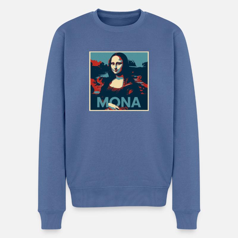 Mona Lisa - Männer Premium Bio Pullover - Taubenblau