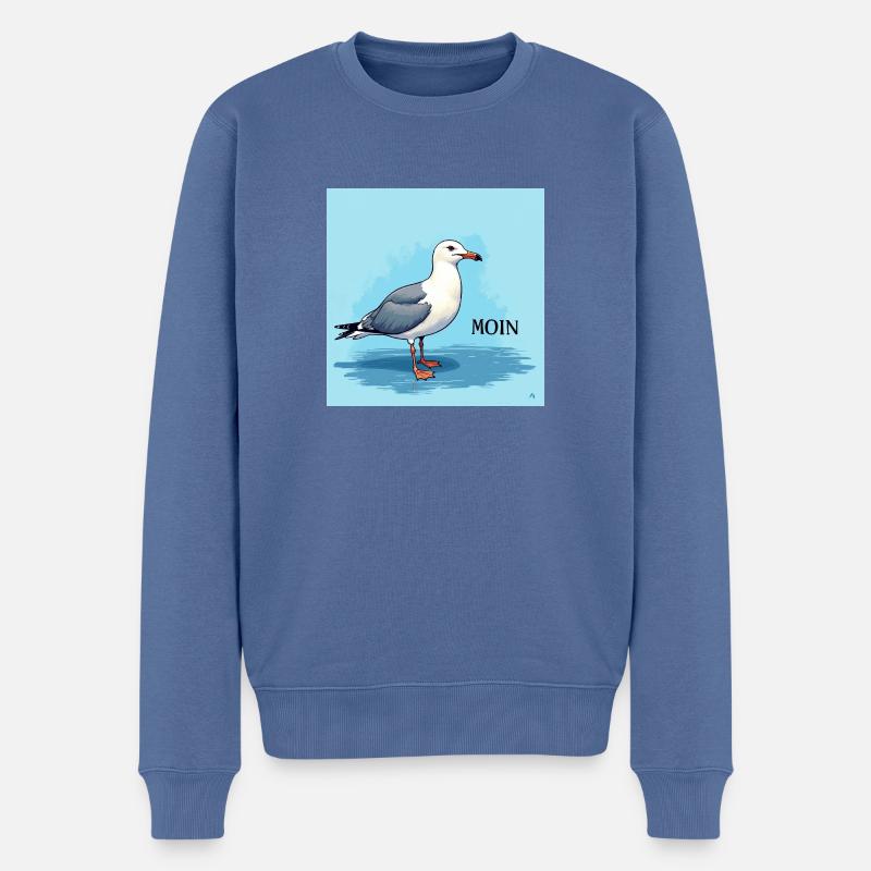 Moin, Möwe - Männer Premium Bio Pullover - Taubenblau