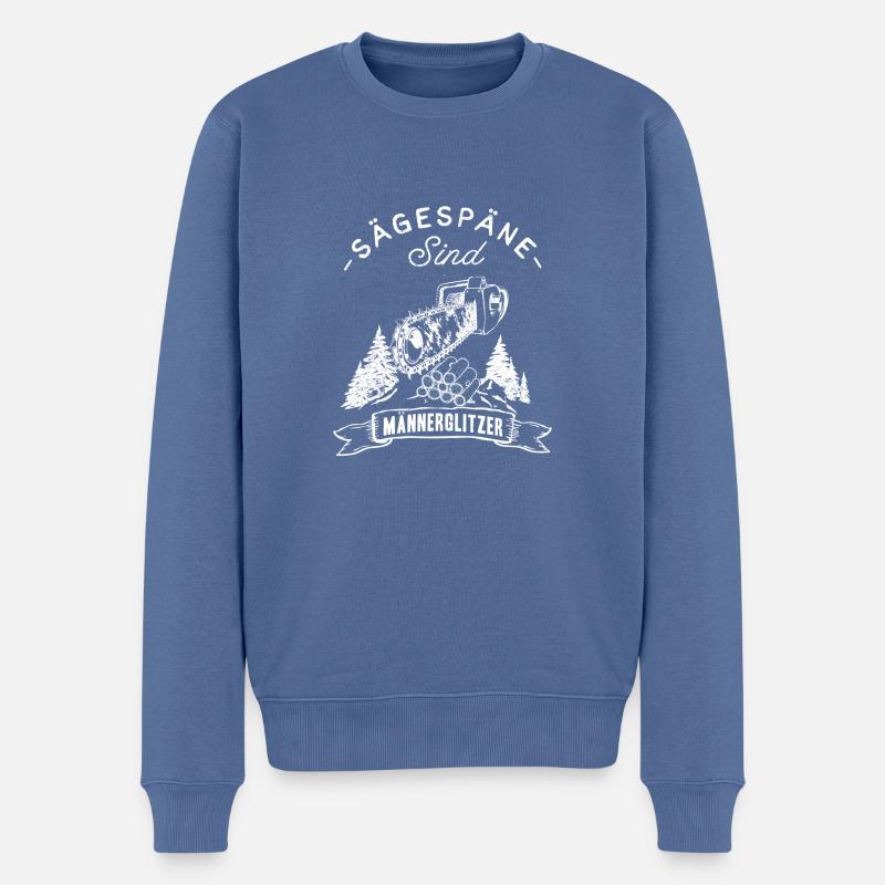 Männerglitzer - Männer Premium Bio Pullover - Taubenblau