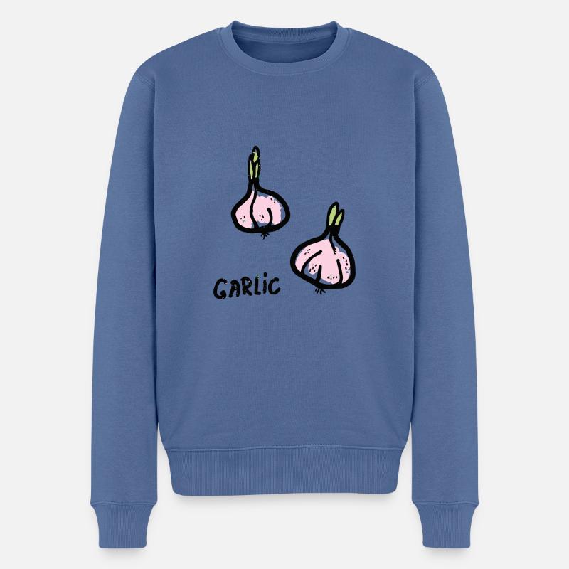 Knoblauch - Männer Premium Bio Pullover - Taubenblau