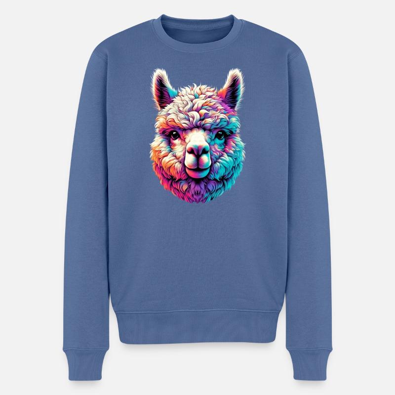 Alpaka - Männer Premium Bio Pullover - Taubenblau