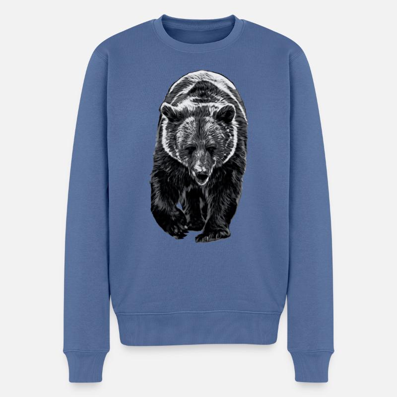 JURKA frontal SW - Männer Premium Bio Pullover - Taubenblau
