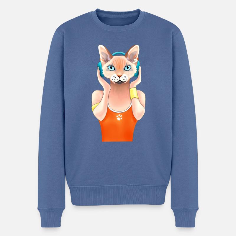 chat musique - Pull Premium bio Homme - bleu pigeon