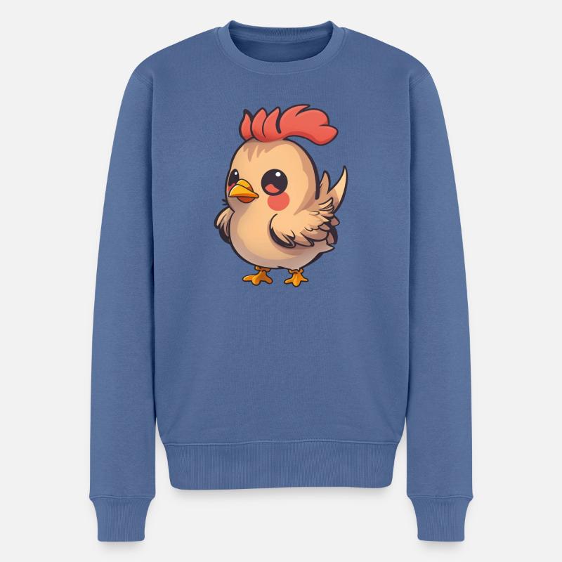 Total niedliches Hühnchen - Männer Premium Bio Pullover - Taubenblau