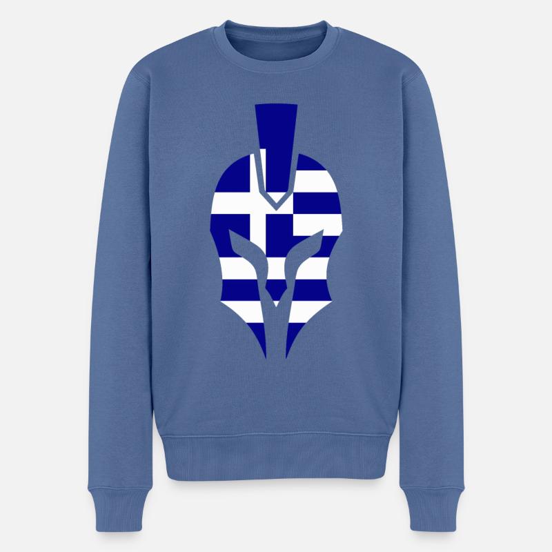 Griechische Helm - Männer Premium Bio Pullover - Taubenblau