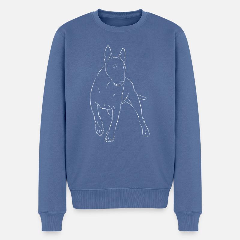Chien Bull Terrier - Pull Premium bio Homme - bleu pigeon